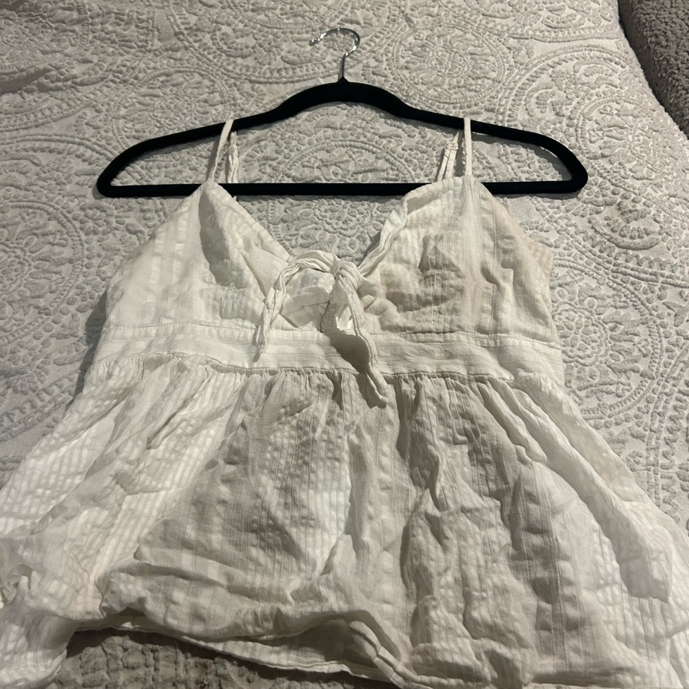 LOFT Cream Camisole with Tie-Front